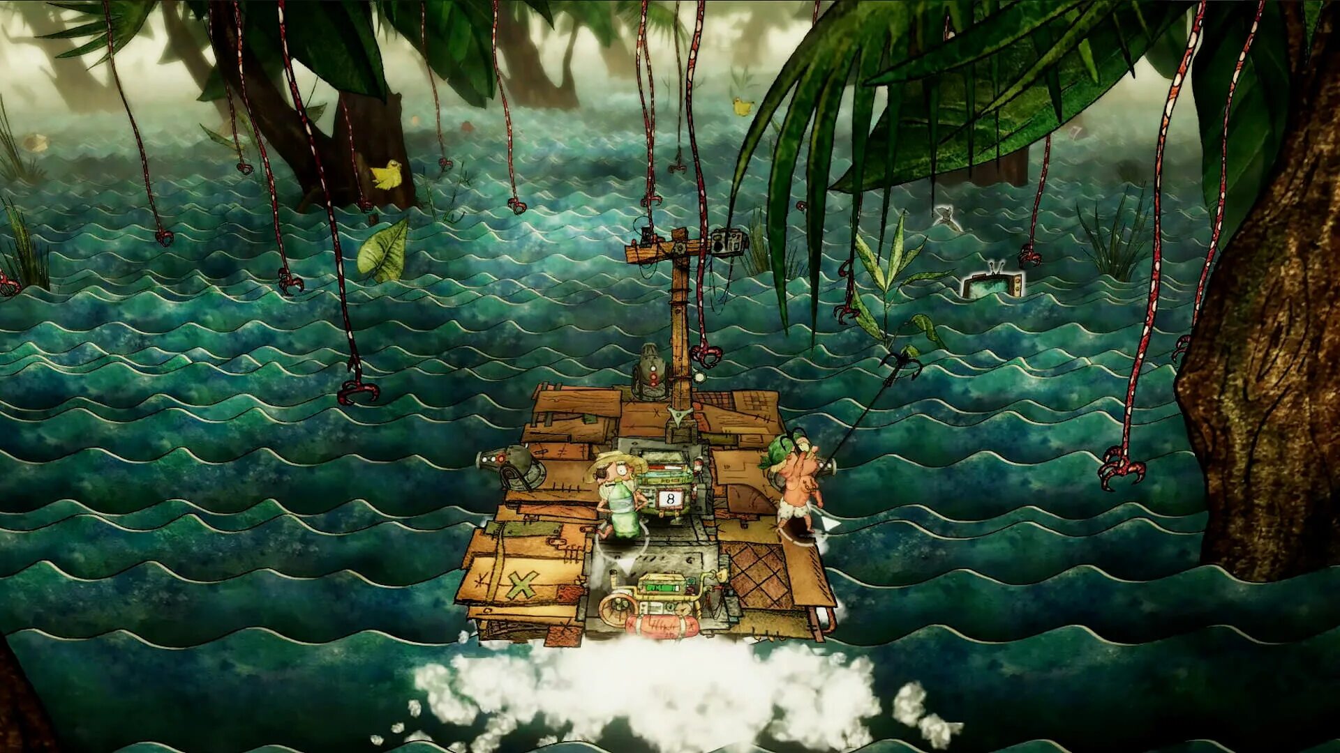 Trash sailors на андроид. Игра trash sailors. игра девочка на плоту. игра про затопленный мир. игра про затопленную планету.