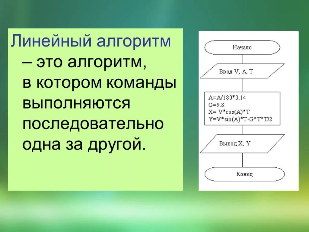 Сколько раз выполняются действия в линейном алгоритме. Линейный алгоритм. Алгоритм в котором команды выполняются последовательно. Линейный алгоритм этом. Слово алгоритм.