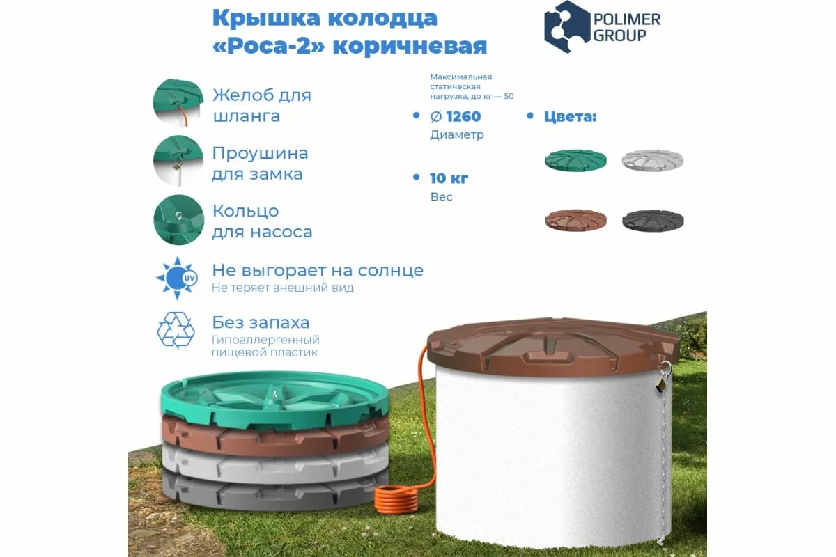 Крышка колодца Polimer Group роса. Крышка колодца «роса-2». Арт. 90654532крышка для колодца роса - 2 Polimer Group 126см зелёная. Роса 2 коричневая крышка колодца пластиковая. Крышка роса