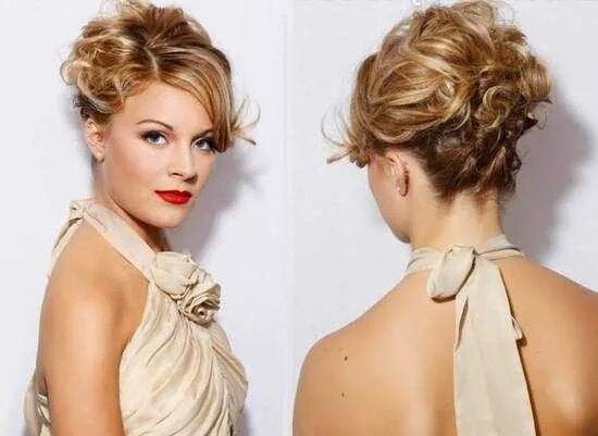 Messy Curly Bun For Shorter Hair Thin hair updo, Short hair bun, Braids for shor