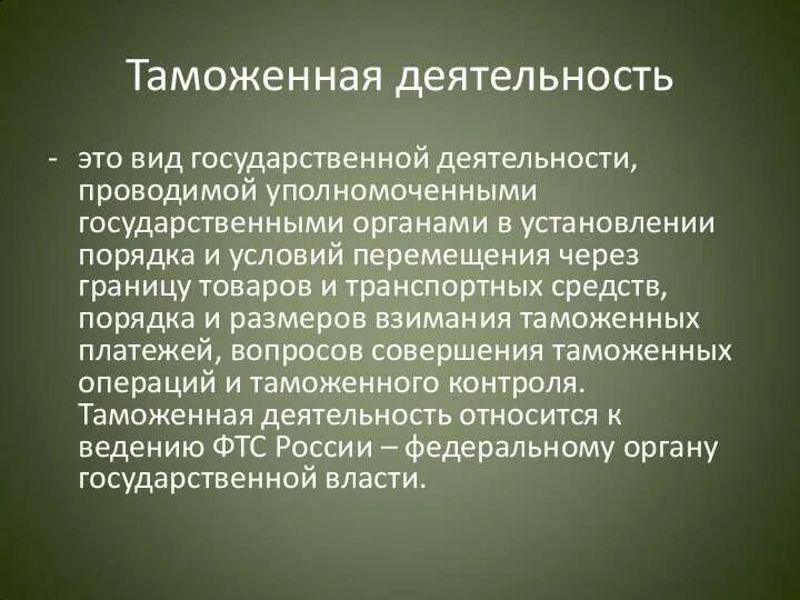 Таможенная деятельность в рф