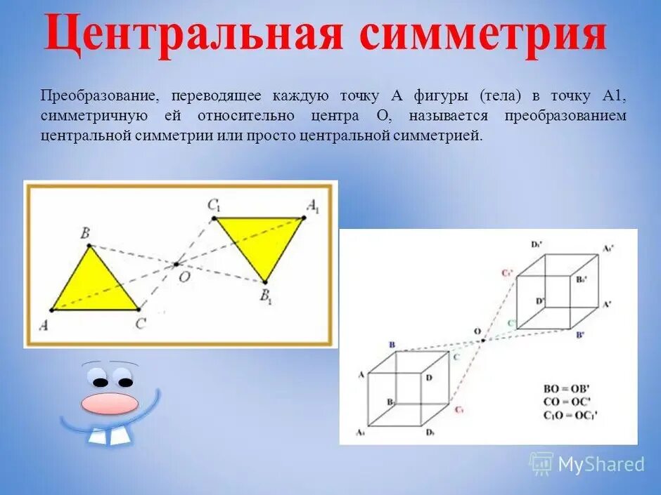 Фигуры симметричные относительно центра. Фигуры симметричные относительно точки. Осевая и Центральная симметрия. Построение симметричных фигур относительно точки. Любые относительно прямой