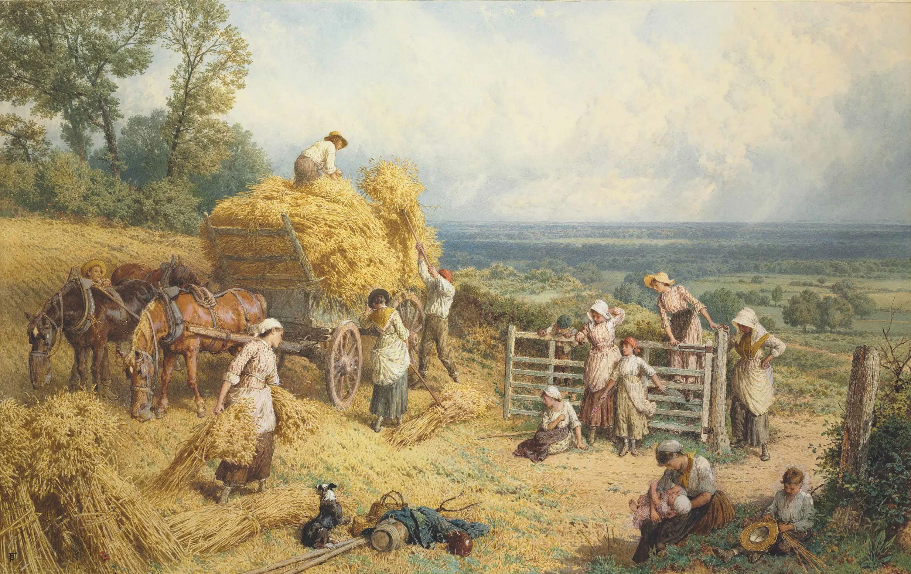 Сельское хозяйство при петре 1. Myles Birket Foster 1825-1895. Сельское хозяйство Франции 19 век. Сельское хозяйство Франции 18 века. Маковский сенокос.