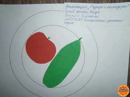 Аппликация овощи на тарелке средняя