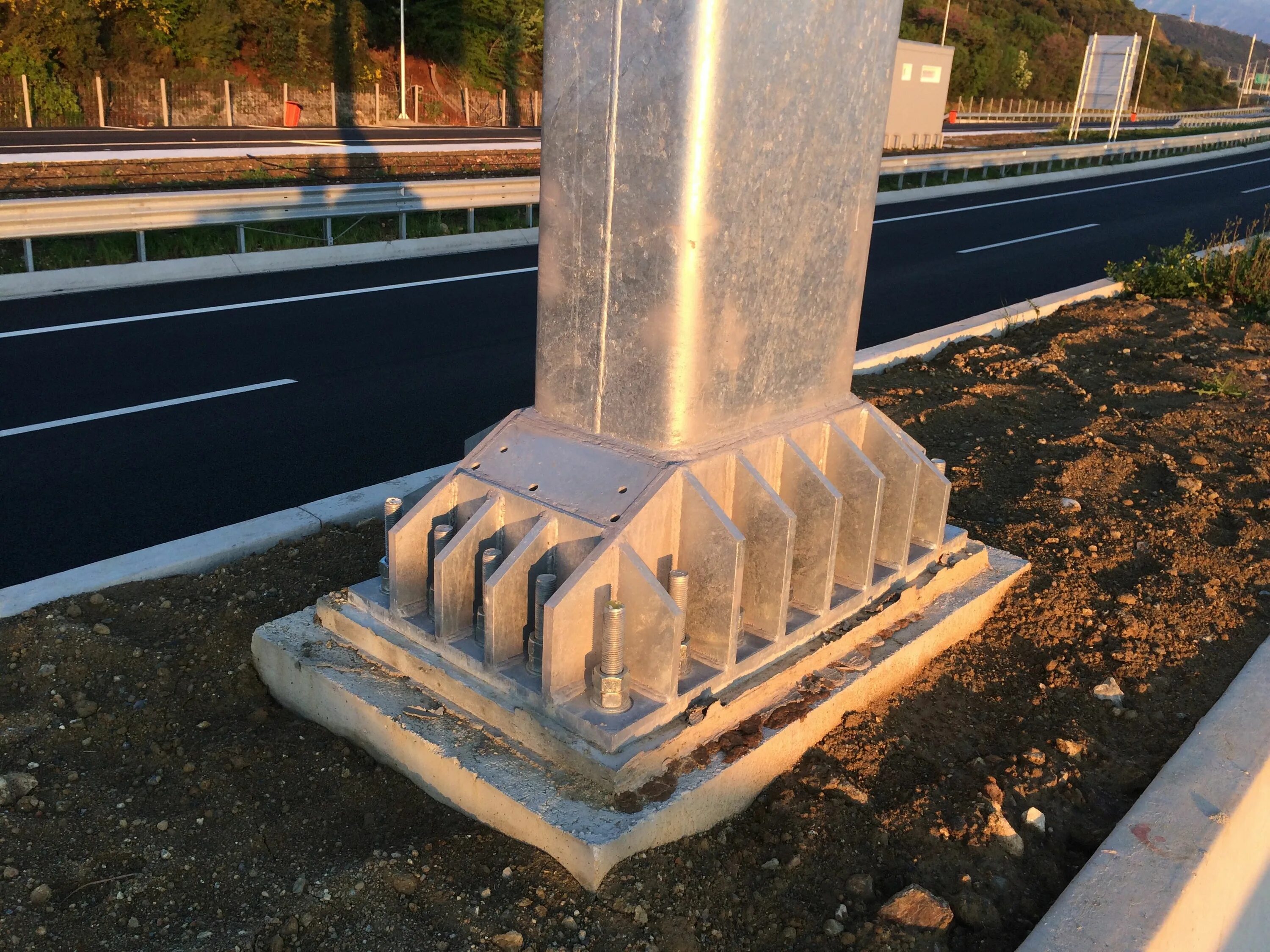 Column base. Steel column. metal columns. building column metal sign.