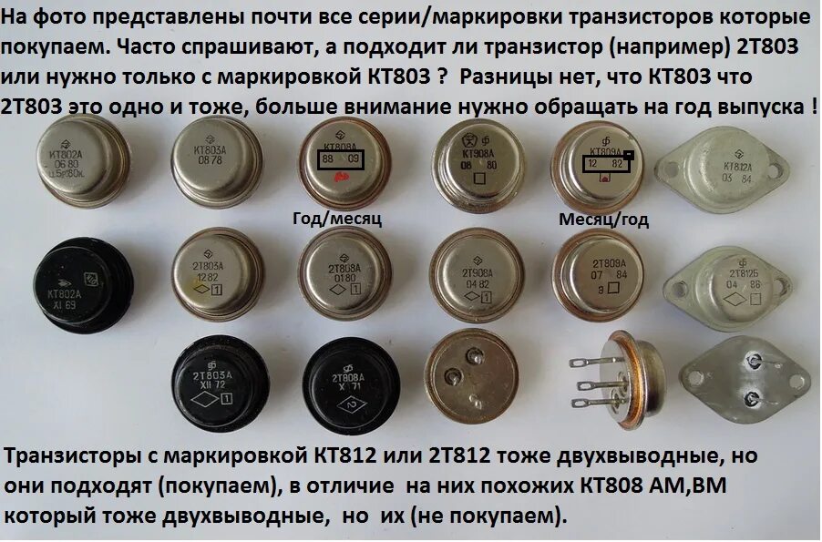 Список радиодеталей которые принимают