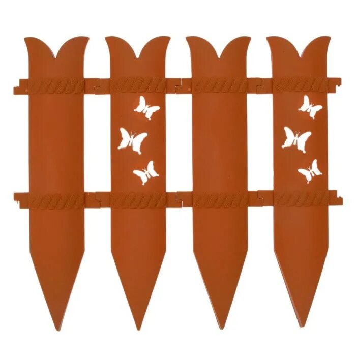Забор-бордюр "бритти" 3м (7 секций). 4м терракот мастер сад. Декоративное ограждение бабочка. Разрисованные деревянные заборы. Садовое ограждение бабочка.
