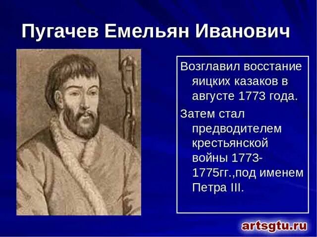 Пугачев какой год восстания. Кто возглавил восстание Пугачева.