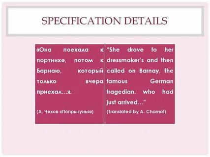 Specifying how