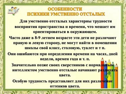 Особенности речи умственно отсталых