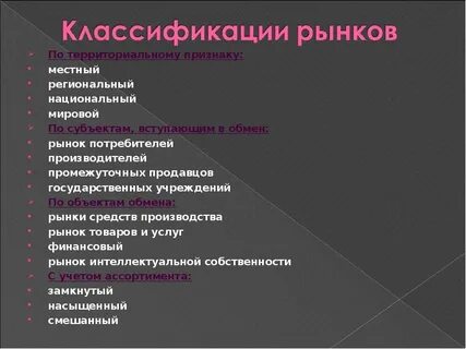 Рынок товаров и местный рынок