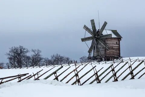 Мельница зима