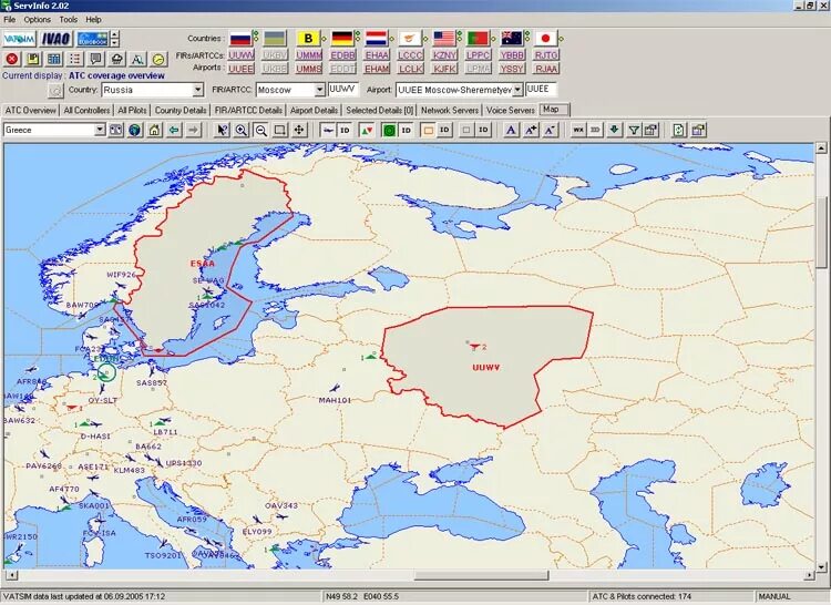 Карта VATSIM. Карта полетов Ватсим. VATSIM диспетчеры.