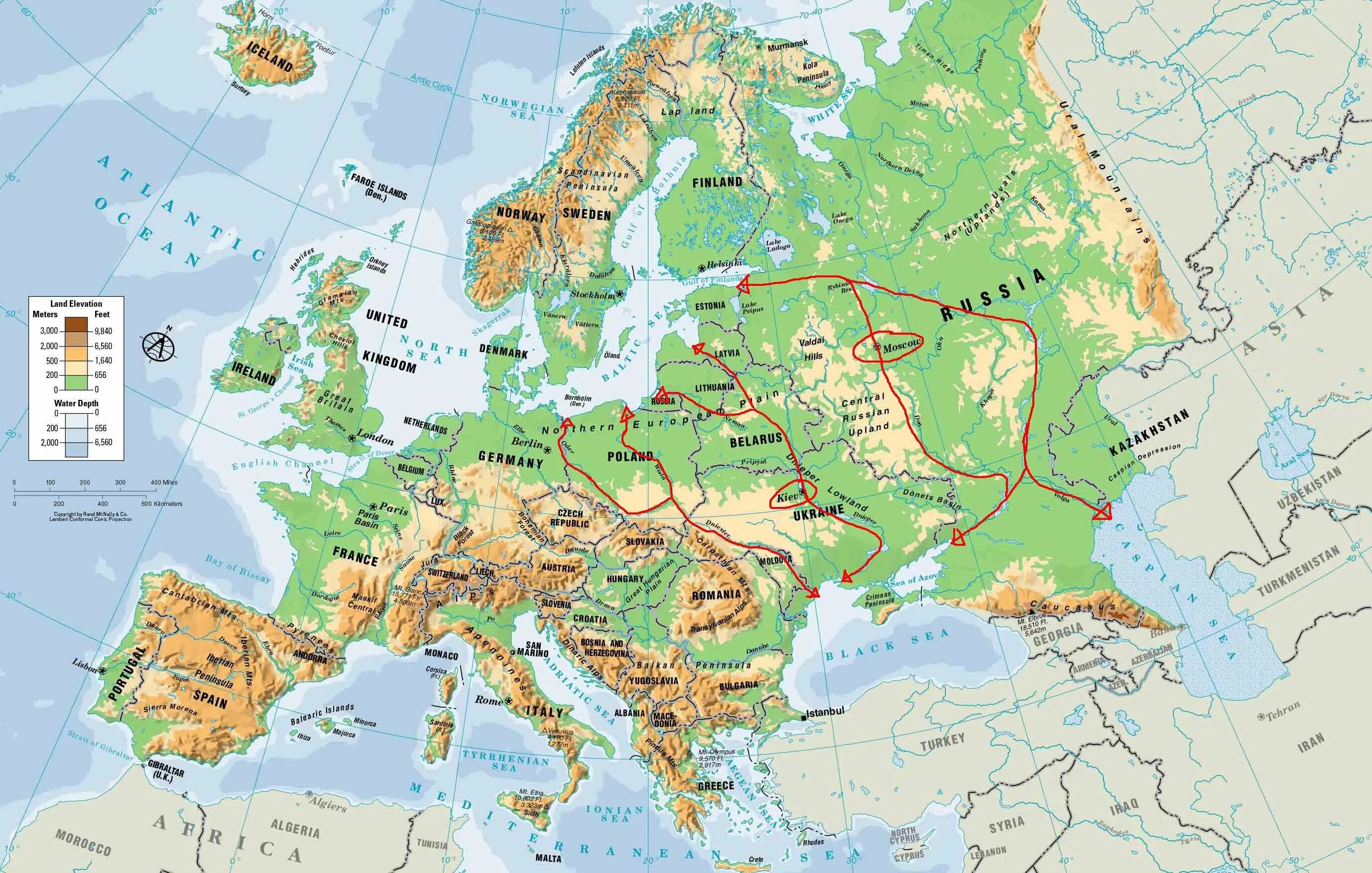 Зарубежная европа находится. Географическая карта Европы. Физ карта Европы. Физическая карта зарубежной Европы горы. Карта Европы физическая крупная.