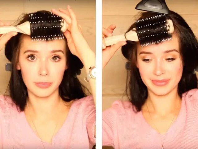 Как уложить короткую челку шторку. Как завить короткую челку. как уложить чёлку расчёской. челка с помощью расчески. уложить челку с помощью фена.