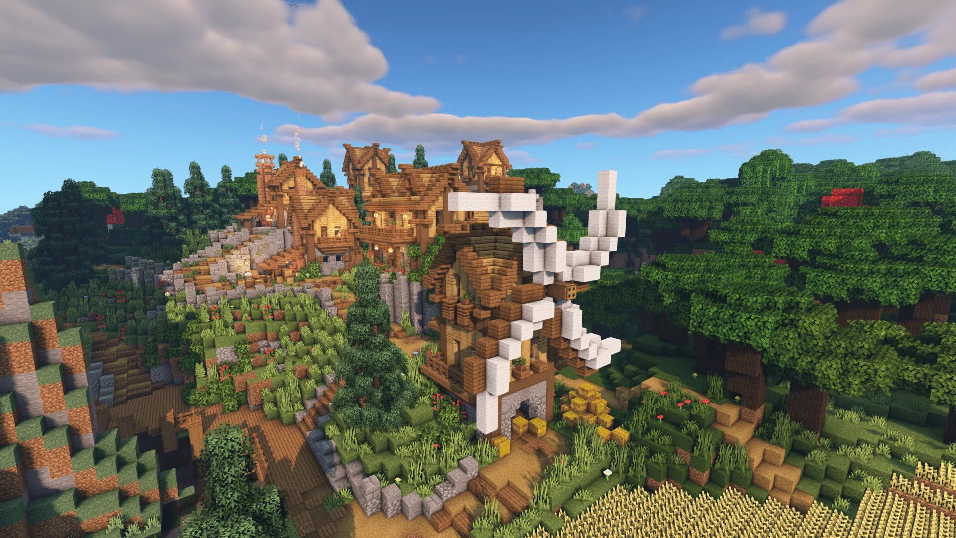 Восторг майнкрафт. Minecraft Медевиал деревня. Красивая деревня в МАЙНКРАФТЕ. Средневековая деревня майнкрафт. Дом в стиле фэнтези майнкрафт.