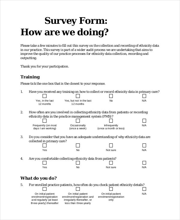 Survey example. Survey form.