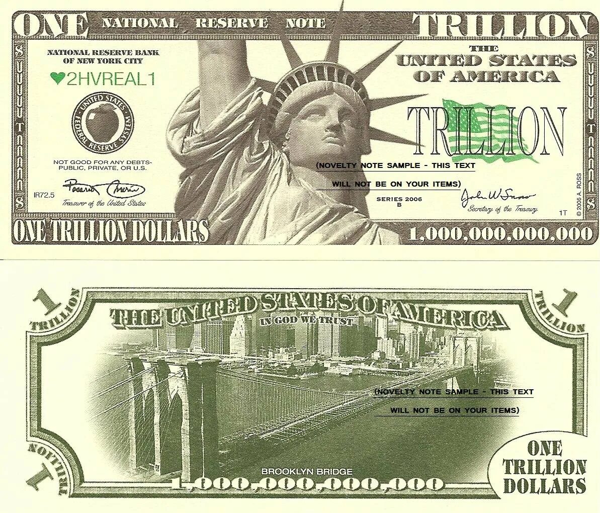 Сша триллион. Купюра 1 триллион долларов. Купюра триллион долларов США. Доллар со статуей свободы. Статуя свободы банкнота.