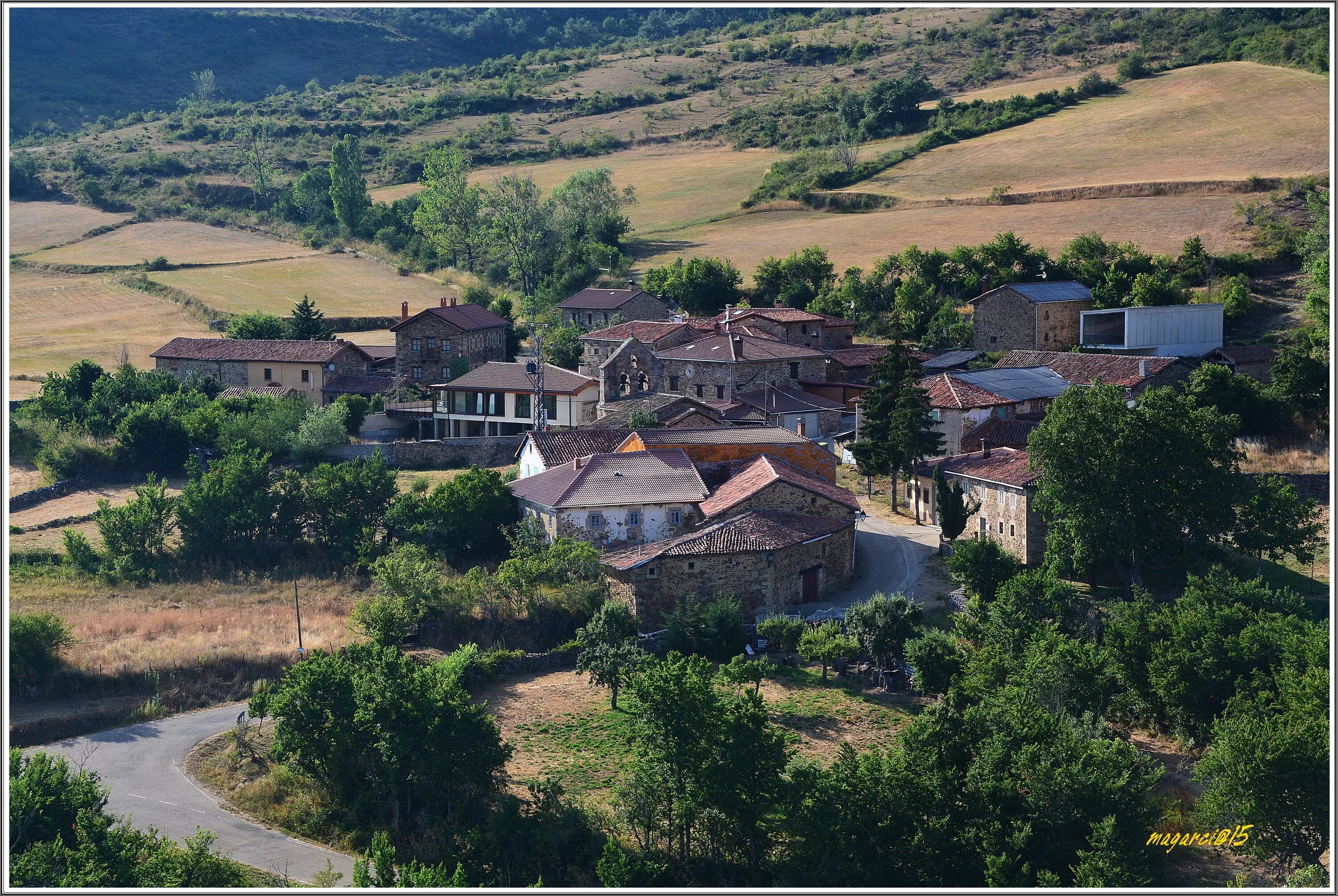 Aerial Village. Top Village. Spighe verdi rural area. Avocado Village Town.