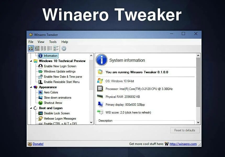 Winaero Tweaker. Твикеры Windows. Windows 10 Tweaker. Windows Aero Tweaker. Wei tool