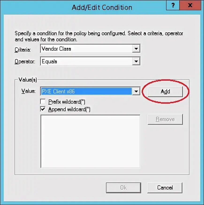 Add condition. Add condition