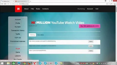 Меню youtube