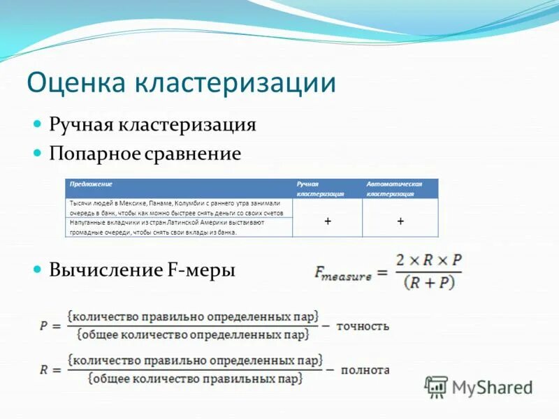 Оценка качества кластеризации. Метрики оценки кластеризации. вычислительная мера. коэффициент кластеризации формула.