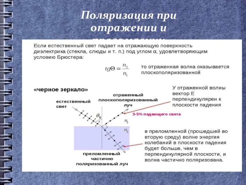 Отражается как правильно. Поляризация света при его отражении и преломлении. Поляризация света при отражении и преломлении света. Закон Брюстера.. Поляризация света при отражении под углом Брюстера. Поляризация света при отражении на границе раздела двух диэлектриков.