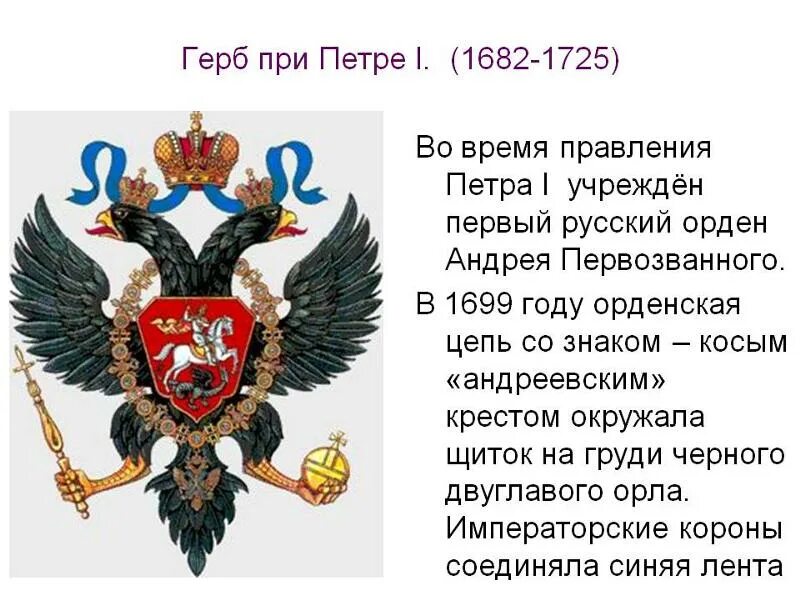 Какой святой на гербе. Герб Российской империи при Петре 1. Герб при Петре первом описание. Герб Российской империи при Петре первом. Герб при Петре i (1682-1725).