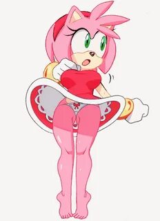 amy rose, sonic (series), dress, furry, pigeon-toed, pink fur, pink hair, t...