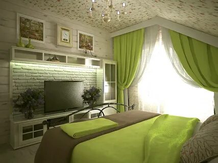 Зеленый в интерьере спальни фото