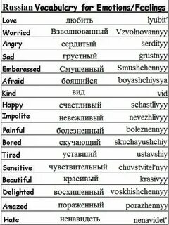 Слова чувств английский