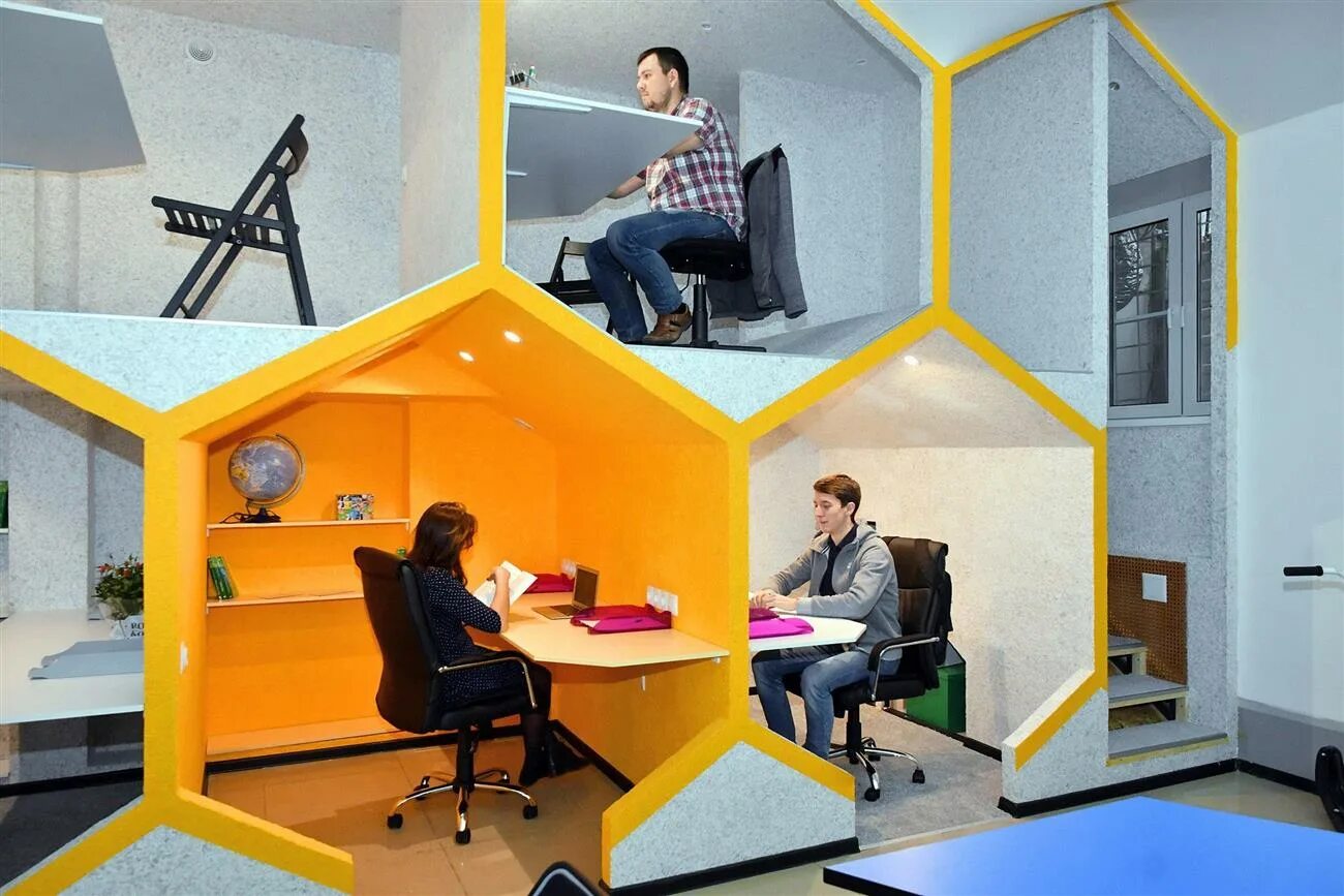 Пространство работает. Креативное пространство. офис будущего. необычное рабочее место. пространство для молодежи.