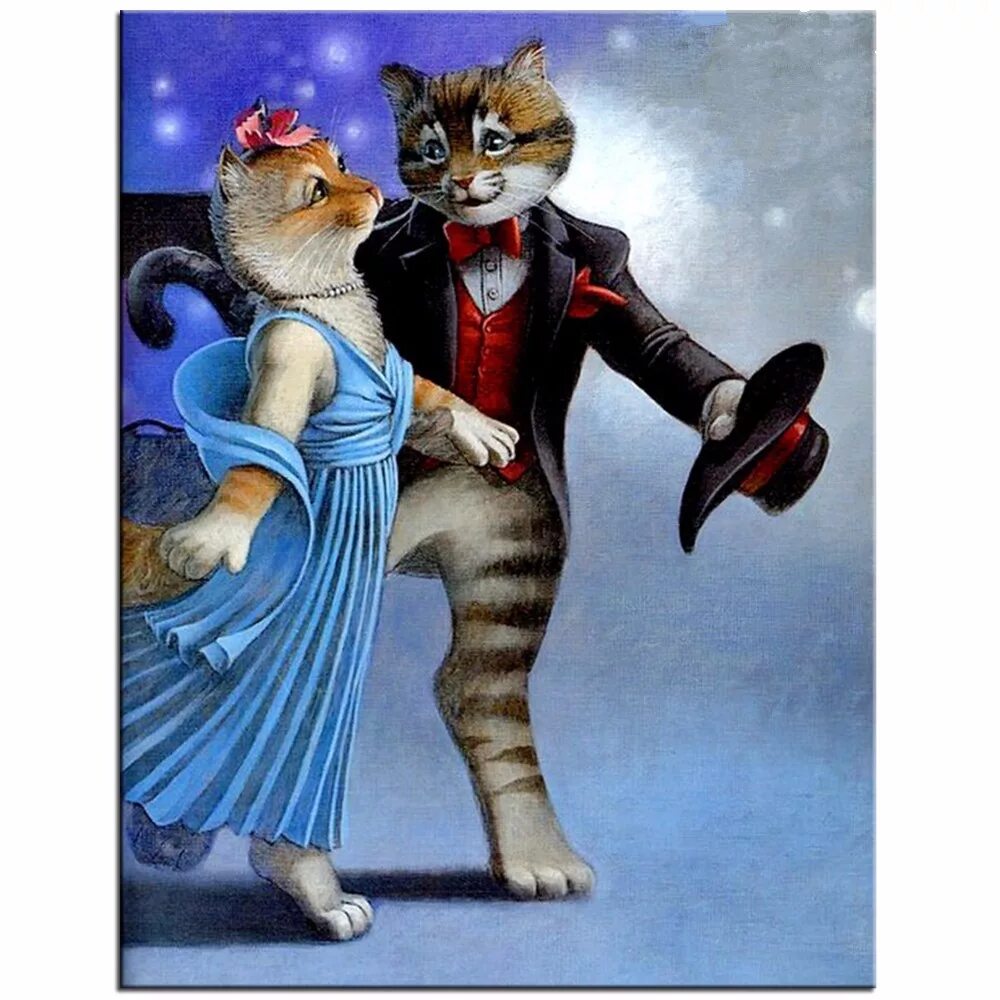 Вальсирующий кот. Танцующие кошки. кошачья романтика. алмазная живопись кошачья романтика. коты танцуют танго.