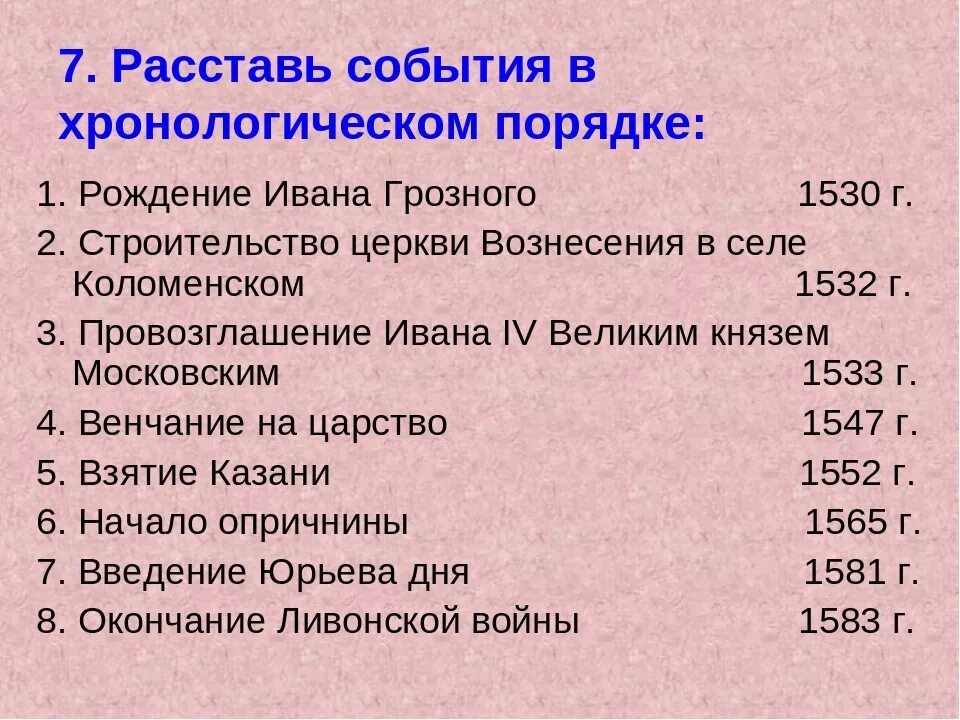 Расположите следующие события в хронологическом. Хронологическая таблица период правления ивана 4. хронологическая таблица грозного ивана грозного. события в хронологическом порядке. события правления ивана 4 в хронологическом порядке.