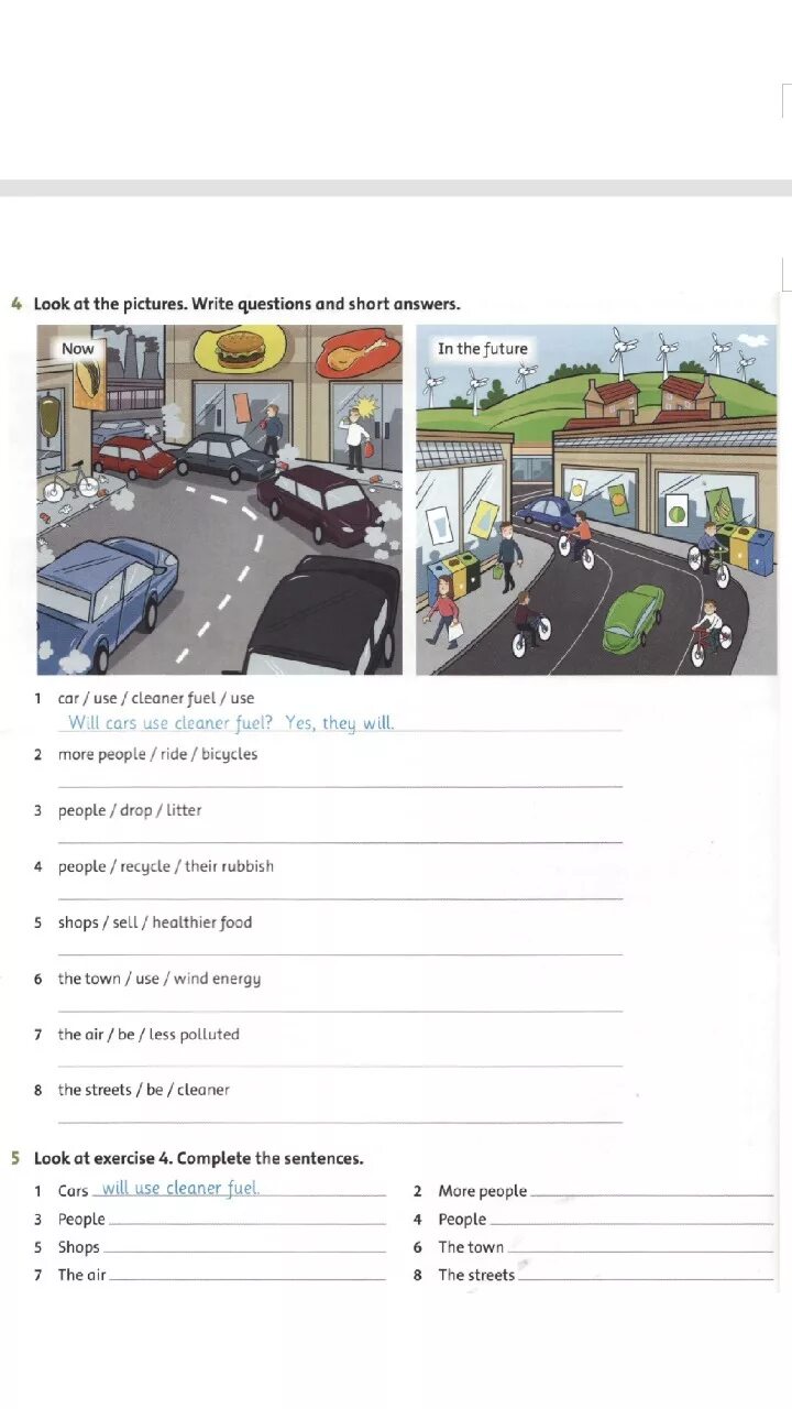 Complete the questions and short answers. Questions and short answers. Write questions and short answers. Look at the pictures write questions and short answers car use Cleaner fuel use. Look and write 2 класс ответы.