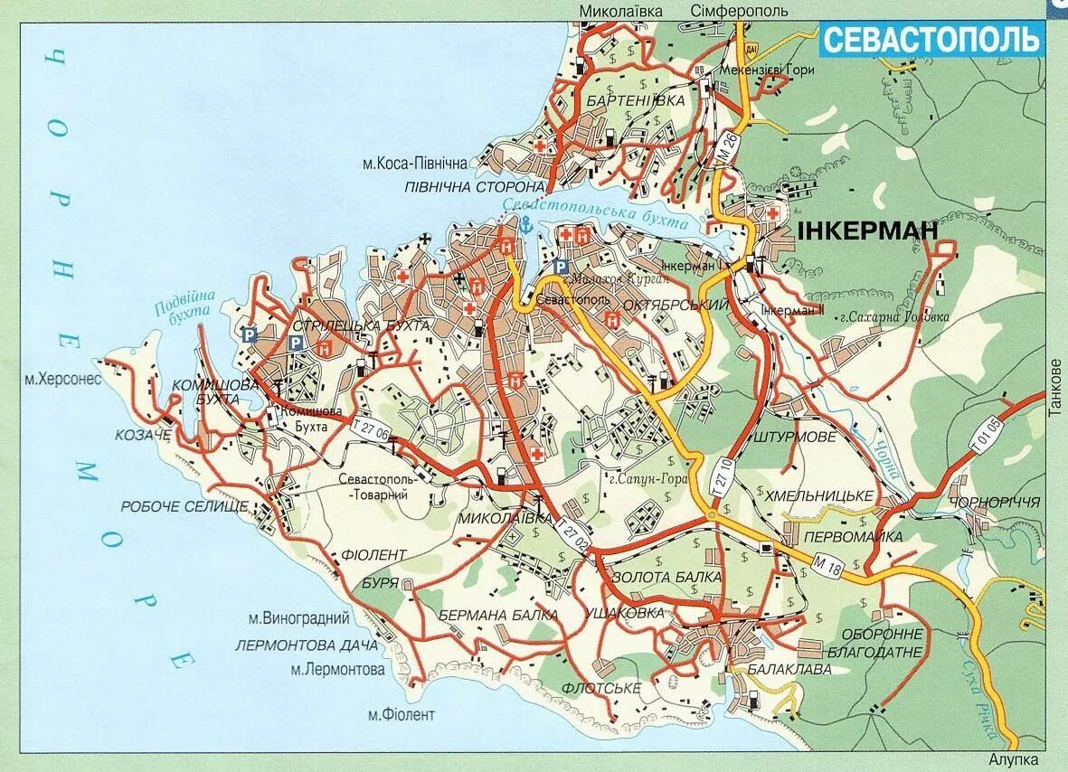Севастополь и его окрестности на карте. Карта автомобильных дорог Севастополя. Карта схема Севастополя. Пригород Севастополя на карте. Бухта багряная