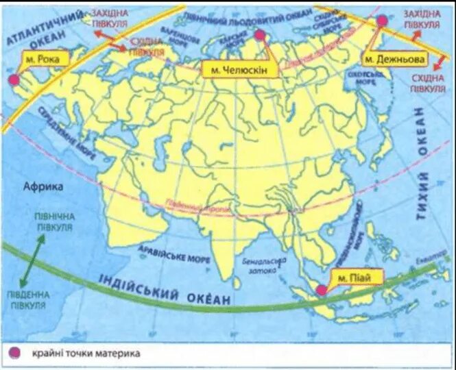 Полуострова острова моря евразии. Береговая линия Евразии на карте. Евразия. Береговая линия и крайние точки. Крайние точки материка Евразия на карте. Крайние острова Евразии.