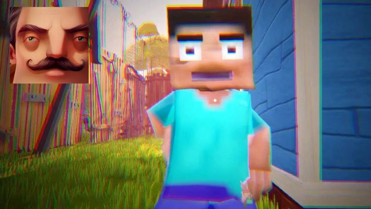 Стив привет сосед. Hello Neighbor Minecraft Act 1. Стив игра привет сосед. 3д игрушка привет сосед в МАЙНКРАФТЕ.