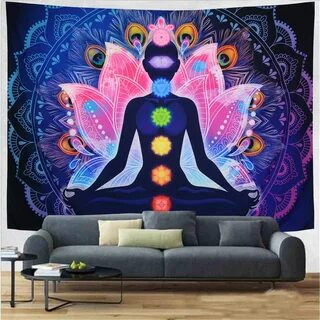 Seven Chakra Yoga Meditation Colorful Mandala Tapestry Indian Hippie Wall H...