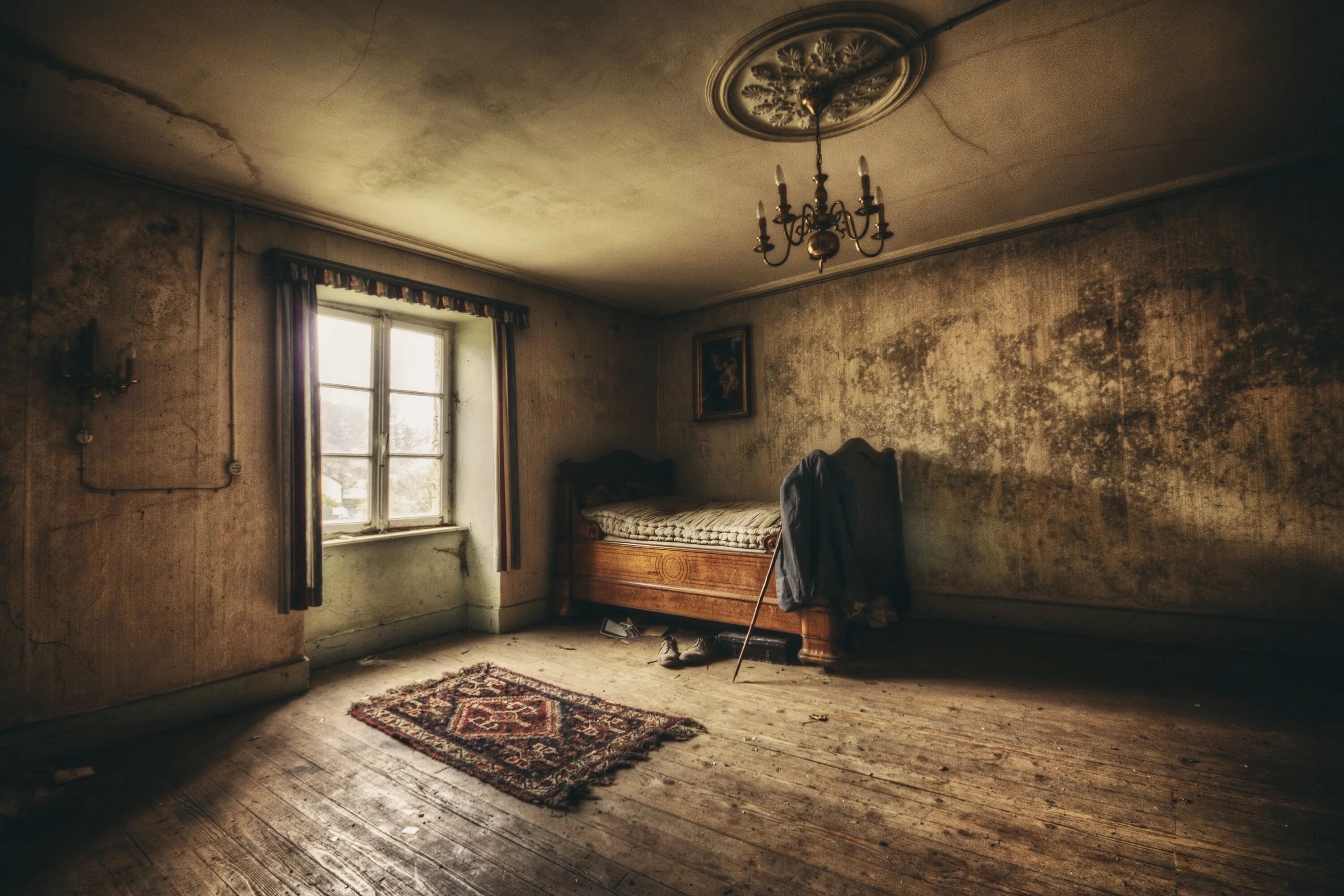Мистическая квартира. Старая комната. Старинная комната. Старинный интерьер комнаты. Пустая комната.