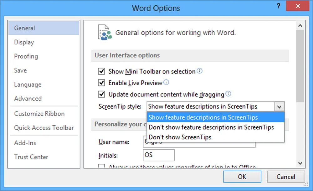 Word options. How change language in Word. Draggable Screen.