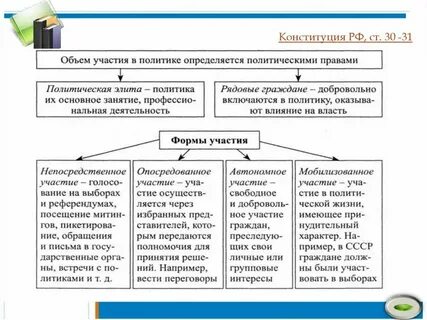 Схема способы участия граждан в политической жизни