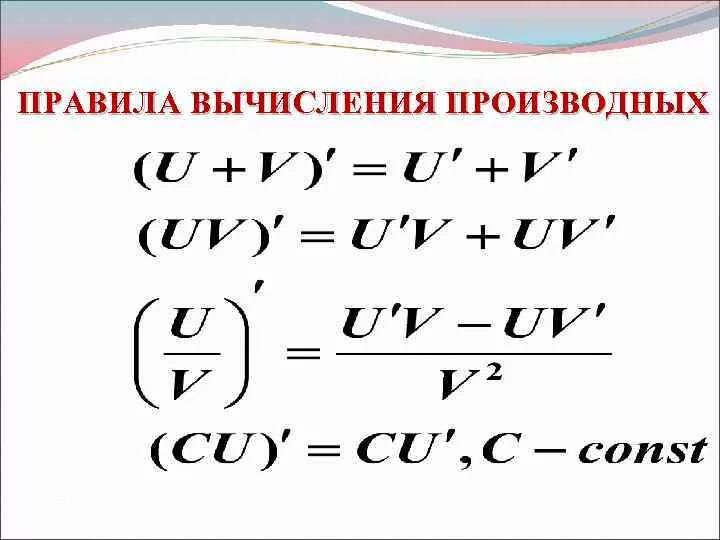 Производные таблица деление. Формула вычисления производной сложной функции. Производная деления формула. Производные формулы умножения.