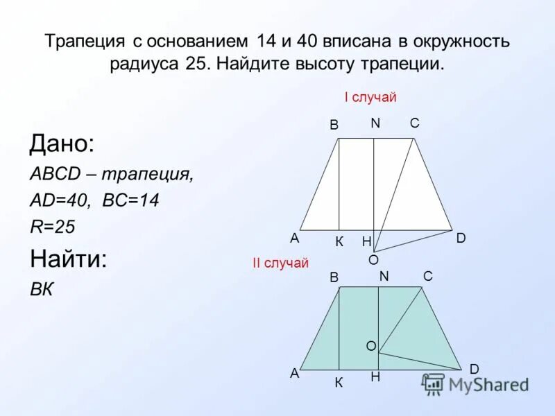 Найти наименьшую высоту трапеции. Найти наименьшую высоту трапеции