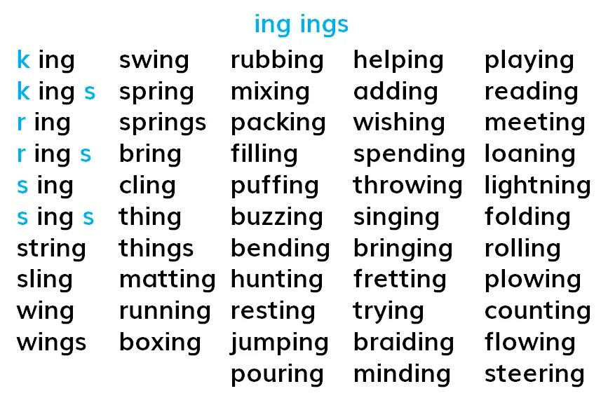 Ing. S ing. Ing или s. Use + ing.