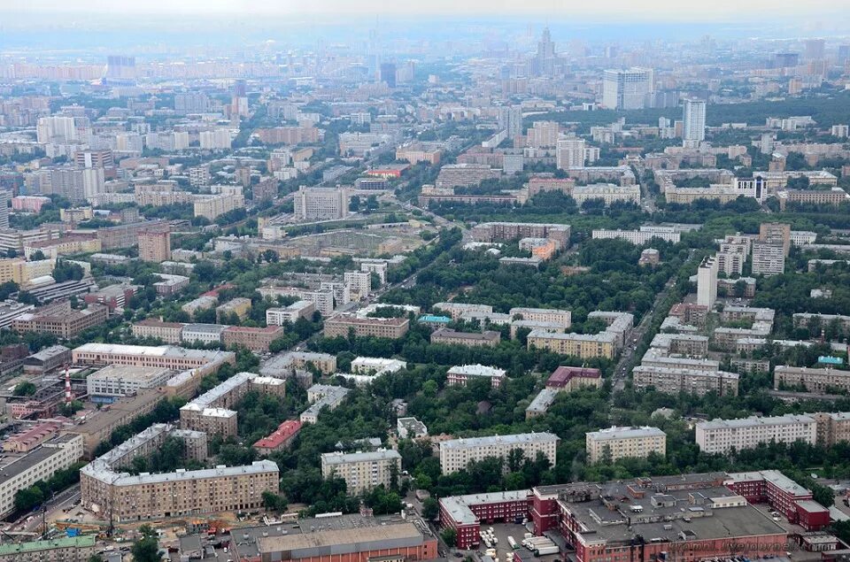 Останкинский район. Вид с Останкинской башни на Москву. Останкинский район города Москвы. Останкинский район фото с высоты.