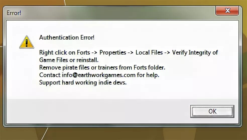 Type authentication error description not. Фортс вылетает ошибка. error игра. ошибка игра зависла. authentication error.