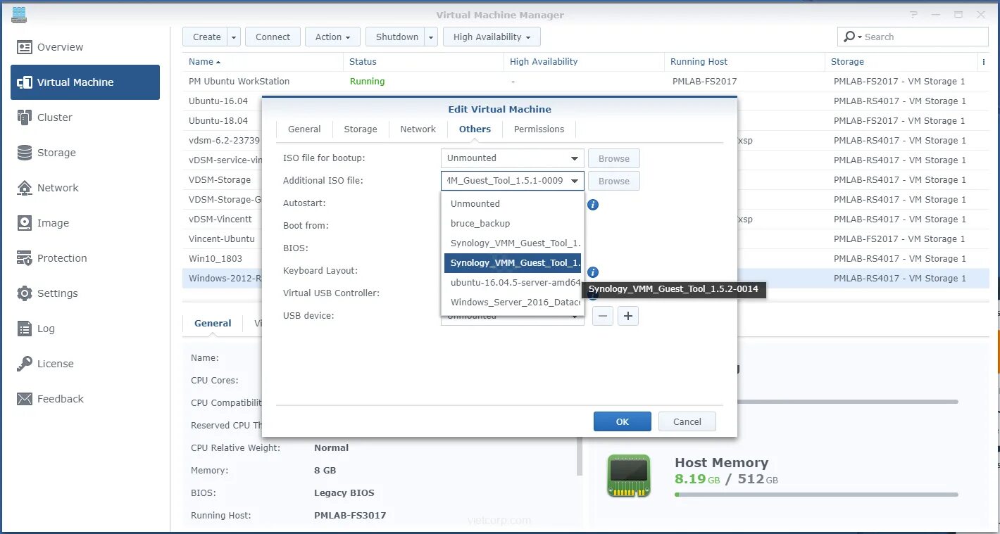 Synology virtual machine manager. Virtual machine manager.