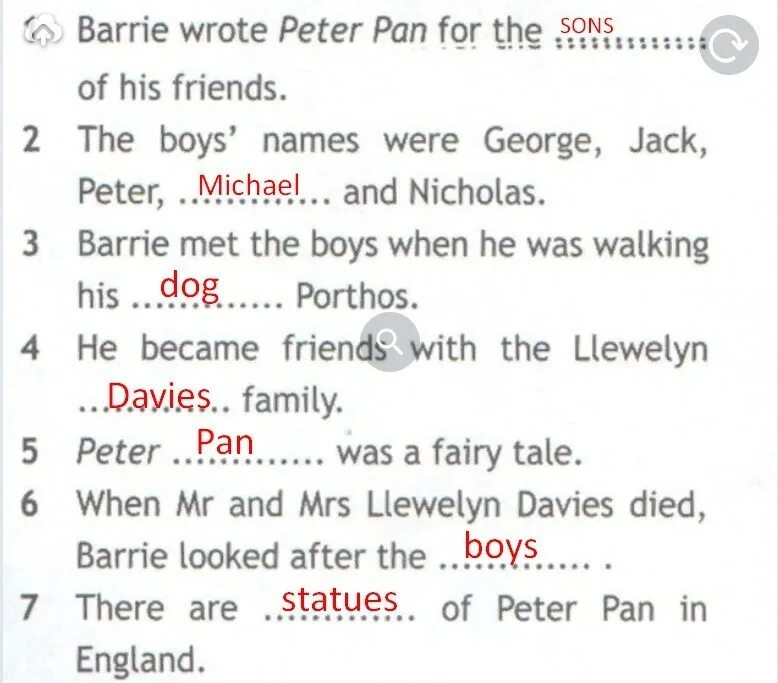 Питер Пэн ответы на задания. Питер Пэн ответы на вопросы 7 класс. Ответы на 3 эпизод Питер Пэн английский. Задания по Питеру пену. Spotlight 7 класс стр 77 текст
